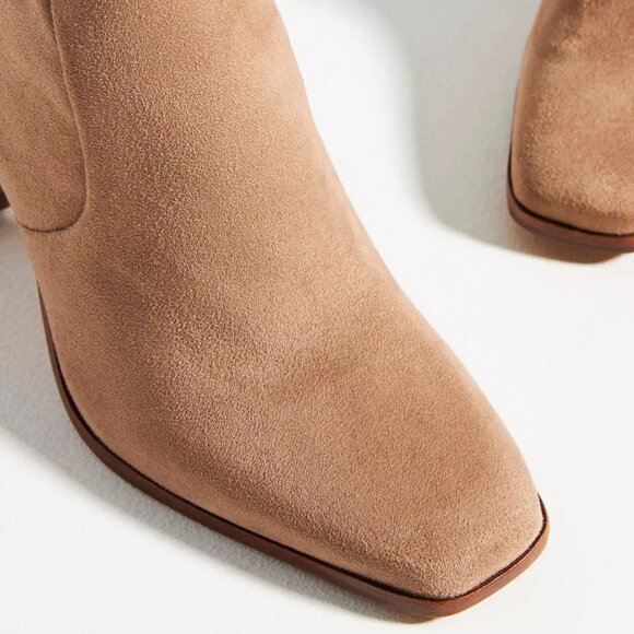 NEW DOLCE VITA Petya Suede Dress Heel Booties mushroom for women 563tn - Picture 3 of 8